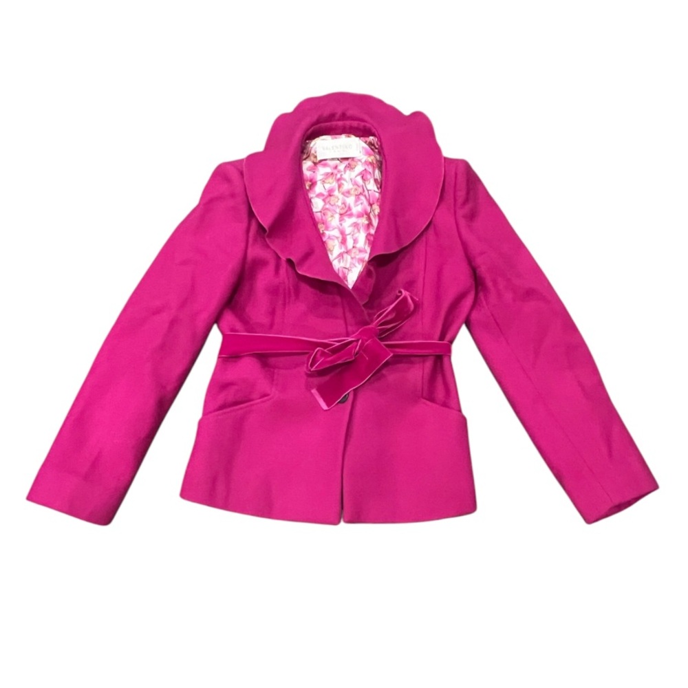 Valentino Fuschia Wool Blazer with Ruffle Lapel